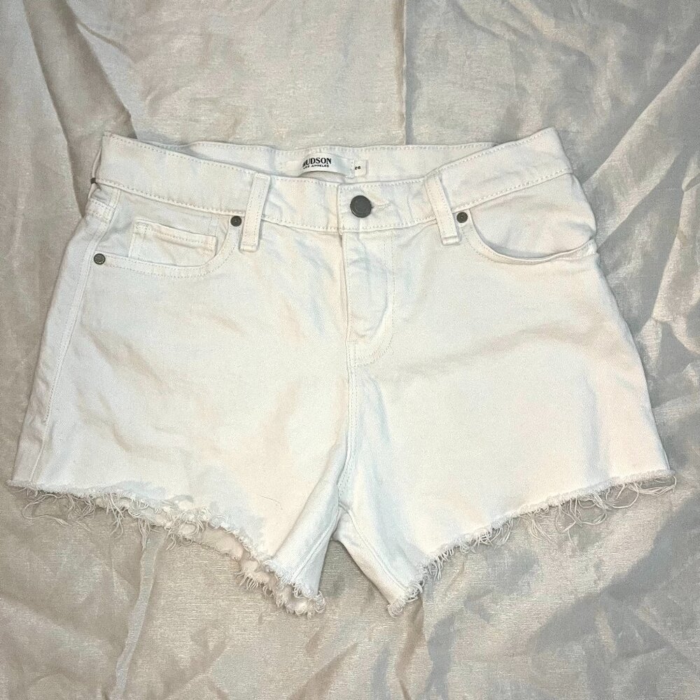 Hudson White Denim Jean Cut Off Shorts